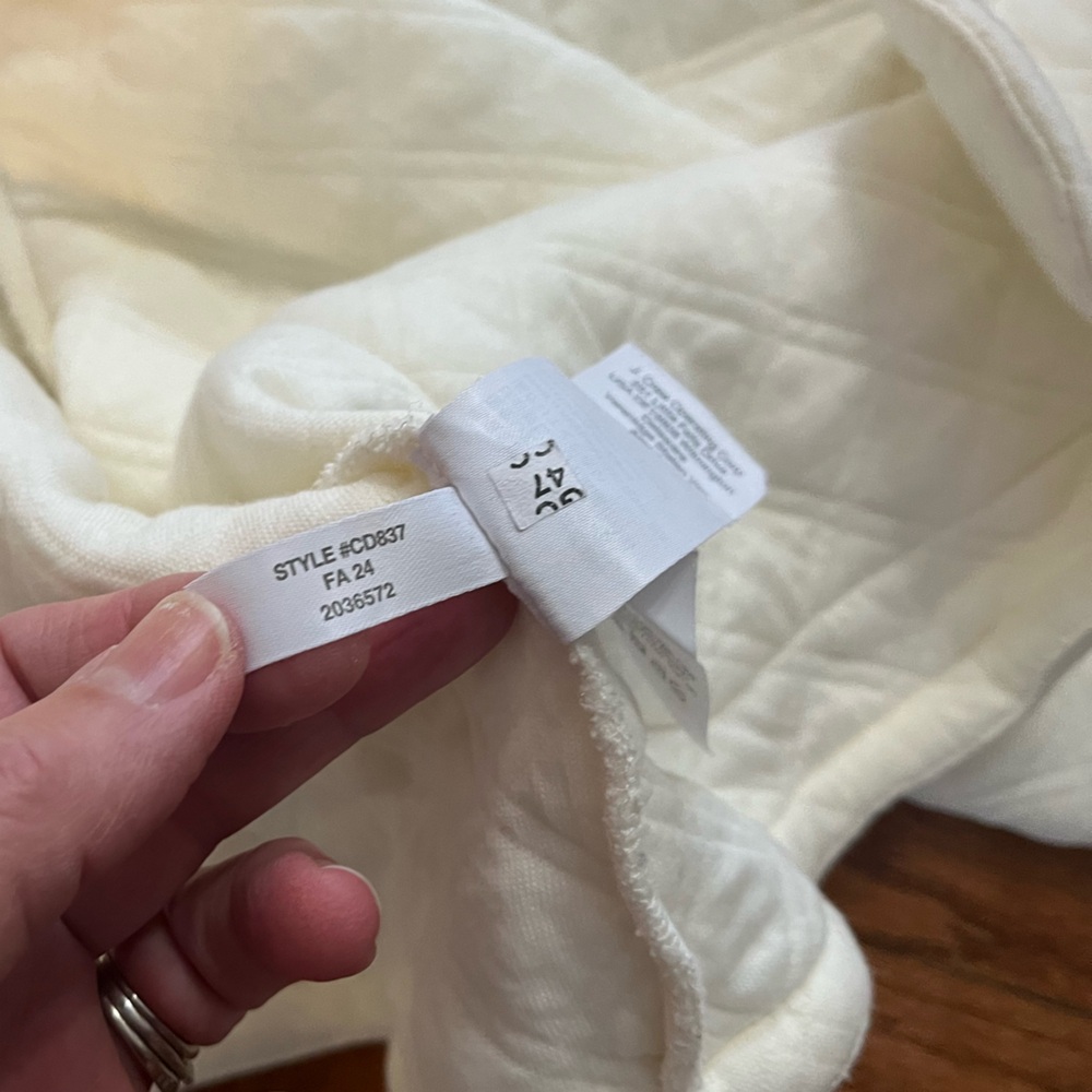 J.Crew Jacket Quilted Ivory Collarless Blazer Women’s XL Cotton Blend Layer Top - Picture 9 of 12